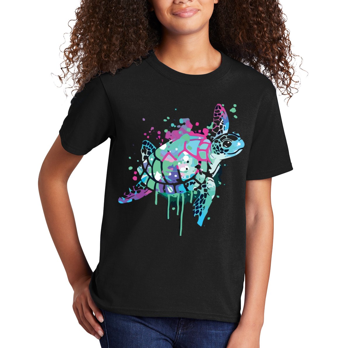 Turtle Watercolor Sea Ocean Wildlife Animal Kids T-Shirt
