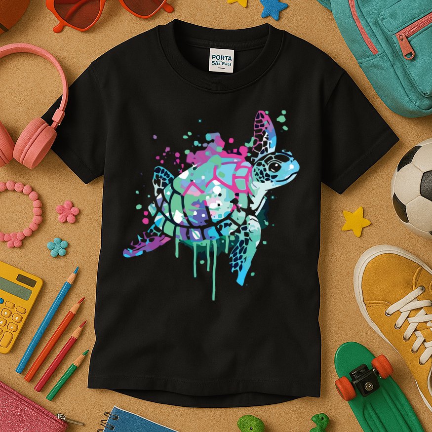 Turtle Watercolor Sea Ocean Wildlife Animal Kids T-Shirt