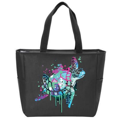 Turtle Watercolor Sea Ocean Wildlife Animal Zip Tote Bag