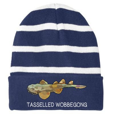 Tasselled Wobbegong Shark Lover Striped Beanie with Solid Band