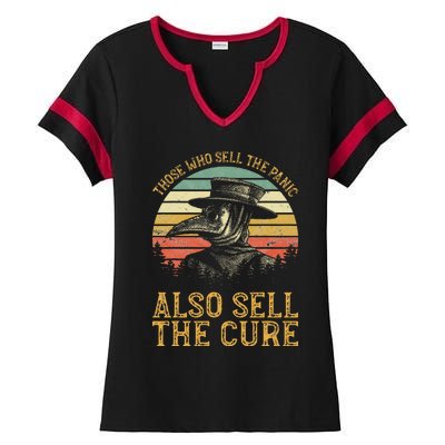 Those Who Sell The Panic Also Sell The C.U.R.E Anti Government Ladies Halftime Notch Neck Tee