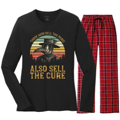 Those Who Sell The Panic Also Sell The C.U.R.E Anti Government Women's Long Sleeve Flannel Pajama Set 