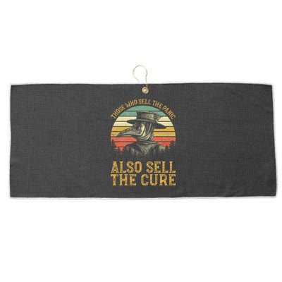 Those Who Sell The Panic Also Sell The C.U.R.E Anti Government Large Microfiber Waffle Golf Towel