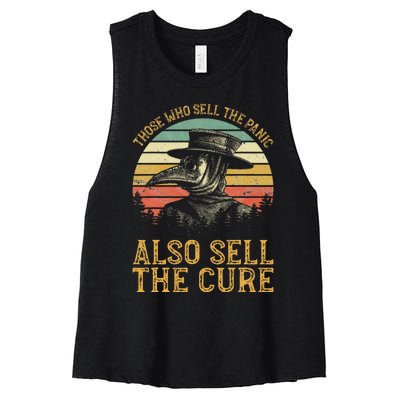 Those Who Sell The Panic Also Sell The C.U.R.E Anti Government Women's Racerback Cropped Tank