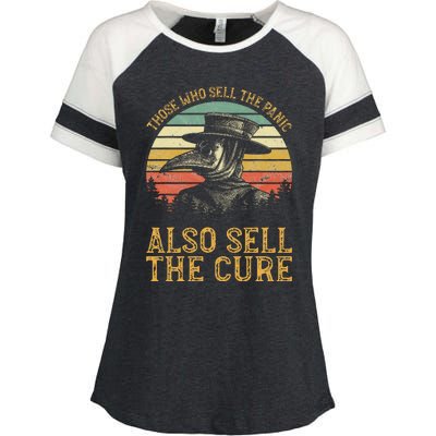 Those Who Sell The Panic Also Sell The C.U.R.E Anti Government Enza Ladies Jersey Colorblock Tee