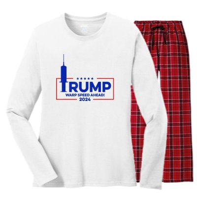 Trump Warp Speed Ahead 2024 Women's Long Sleeve Flannel Pajama Set 