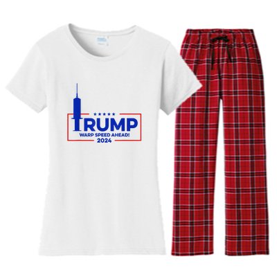 Trump Warp Speed Ahead 2024 Women's Flannel Pajama Set