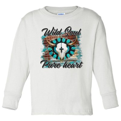 Turquoise Wild Soul Pure Heart Country Rodeo Cowgirl Western Toddler Long Sleeve Shirt