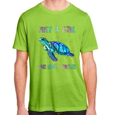 Turtle Watercolor Sea Ocean Just A Girl Who Loves Turtles Adult ChromaSoft Performance T-Shirt