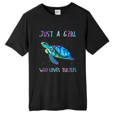 Turtle Watercolor Sea Ocean Just A Girl Who Loves Turtles Tall Fusion ChromaSoft Performance T-Shirt