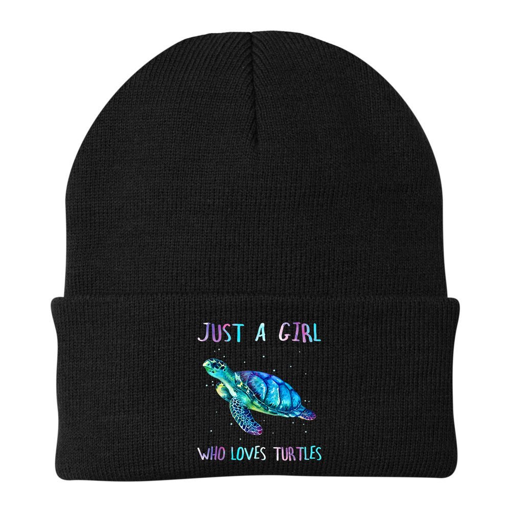 Turtle Watercolor Sea Ocean Just A Girl Who Loves Turtles Beanie