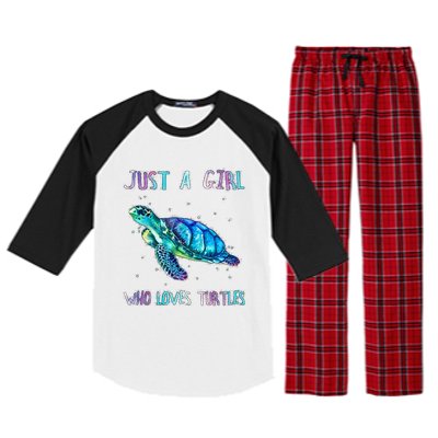 Turtle Watercolor Sea Ocean Just A Girl Who Loves Turtles Raglan Sleeve Pajama Set