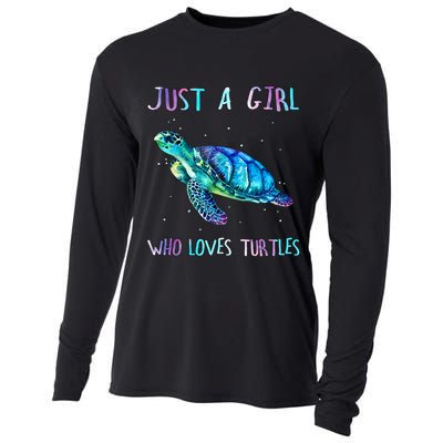 Turtle Watercolor Sea Ocean Just A Girl Who Loves Turtles Cooling Performance Long Sleeve Crew