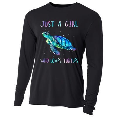 Turtle Watercolor Sea Ocean Just A Girl Who Loves Turtles Cooling Performance Long Sleeve Crew