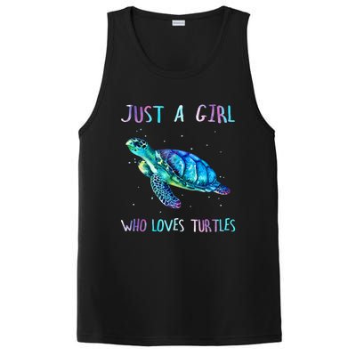 Turtle Watercolor Sea Ocean Just A Girl Who Loves Turtles PosiCharge Competitor Tank