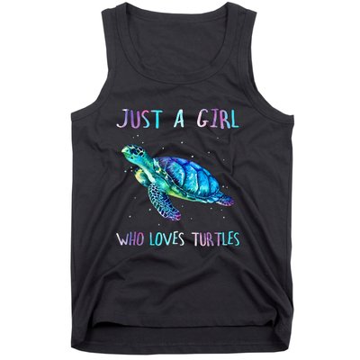 Turtle Watercolor Sea Ocean Just A Girl Who Loves Turtles Tank Top