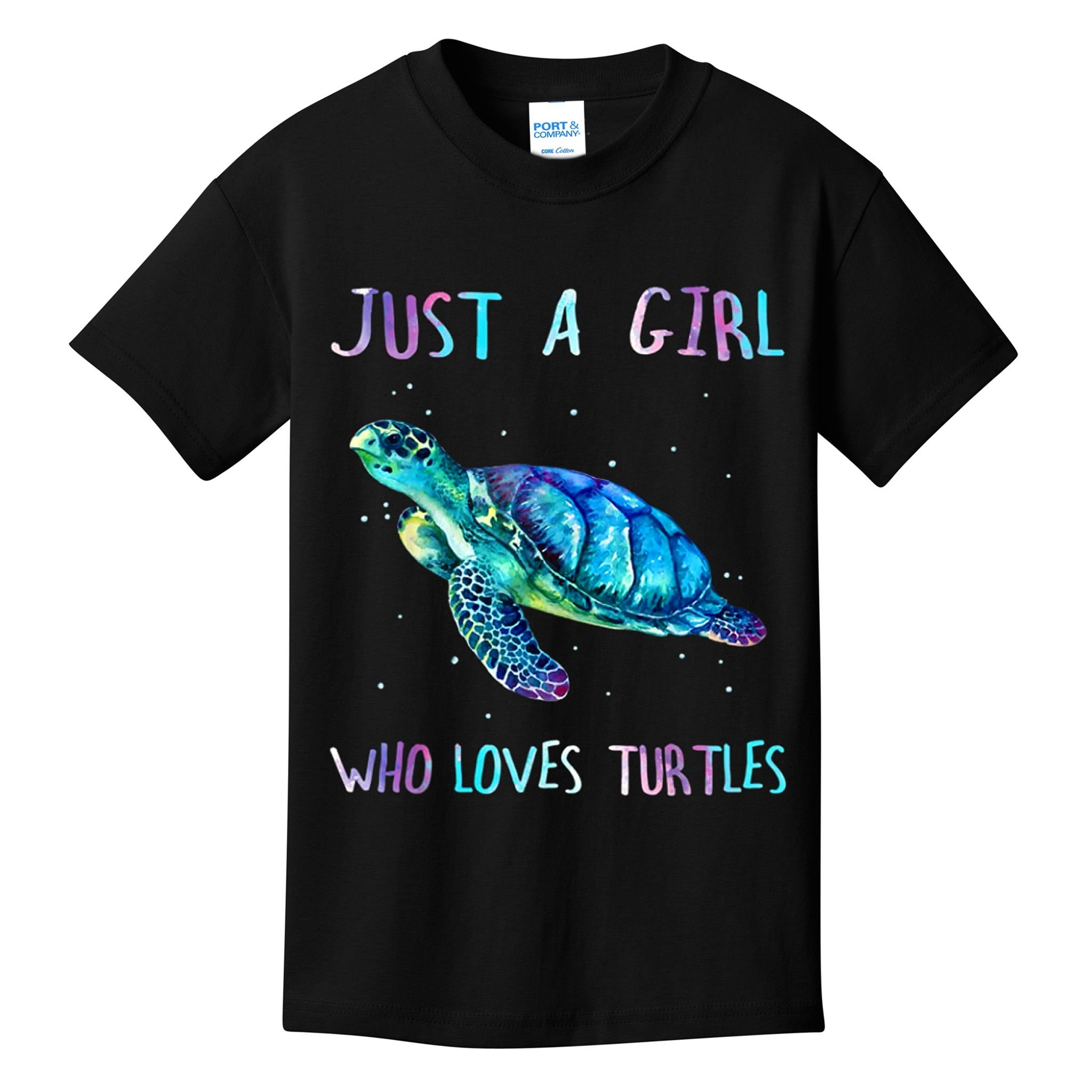 Turtle Watercolor Sea Ocean Just A Girl Who Loves Turtles Kids T-Shirt
