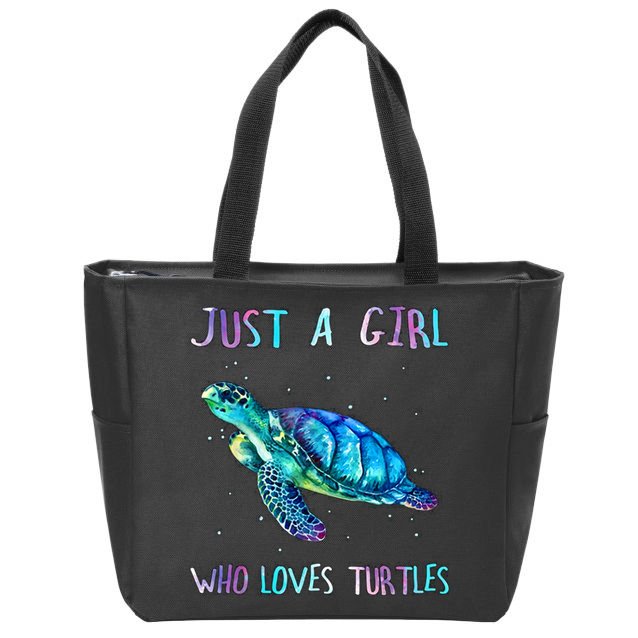 Turtle Watercolor Sea Ocean Just A Girl Who Loves Turtles Zip Tote Bag
