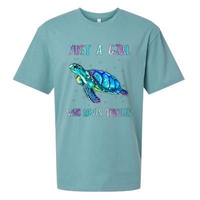 Turtle Watercolor Sea Ocean Just A Girl Who Loves Turtles Sueded Cloud Jersey T-Shirt