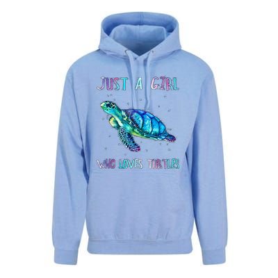 Turtle Watercolor Sea Ocean Just A Girl Who Loves Turtles Unisex Surf Hoodie