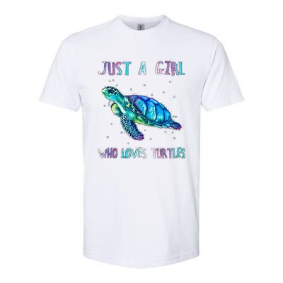 Turtle Watercolor Sea Ocean Just A Girl Who Loves Turtles Softstyle CVC T-Shirt