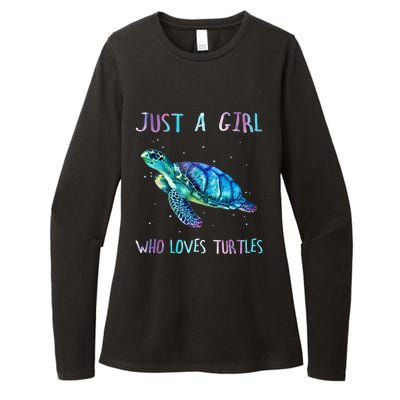 Turtle Watercolor Sea Ocean Just A Girl Who Loves Turtles Womens CVC Long Sleeve Shirt