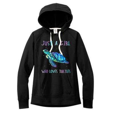 Turtle Watercolor Sea Ocean Just A Girl Who Loves Turtles Women's Fleece Hoodie