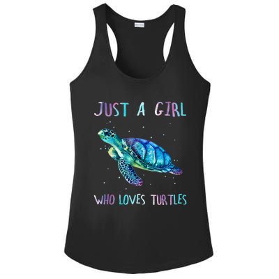 Turtle Watercolor Sea Ocean Just A Girl Who Loves Turtles Ladies PosiCharge Competitor Racerback Tank