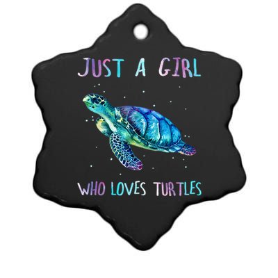 Turtle Watercolor Sea Ocean Just A Girl Who Loves Turtles Ceramic Star Ornament