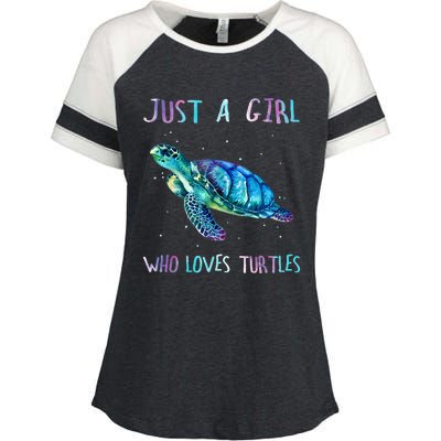 Turtle Watercolor Sea Ocean Just A Girl Who Loves Turtles Enza Ladies Jersey Colorblock Tee