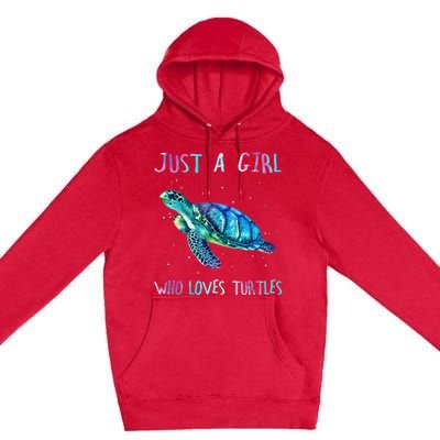 Turtle Watercolor Sea Ocean Just A Girl Who Loves Turtles Premium Pullover Hoodie