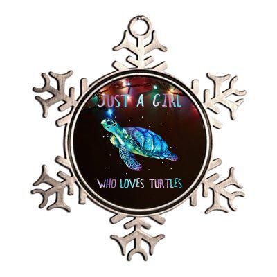 Turtle Watercolor Sea Ocean Just A Girl Who Loves Turtles Metallic Star Ornament