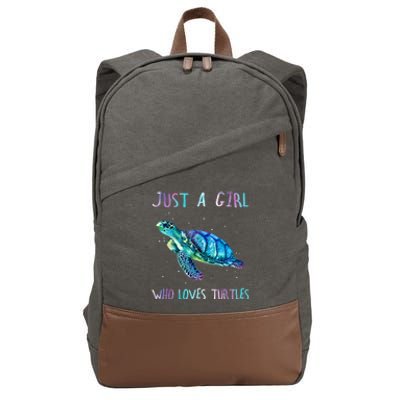 Turtle Watercolor Sea Ocean Just A Girl Who Loves Turtles Cotton Canvas Backpack