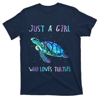 Turtle Watercolor Sea Ocean Just A Girl Who Loves Turtles T-Shirt