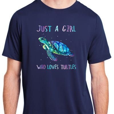 Turtle Watercolor Sea Ocean Just A Girl Who Loves Turtles Adult ChromaSoft Performance T-Shirt