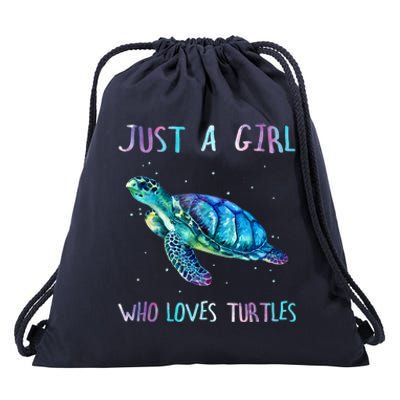 Turtle Watercolor Sea Ocean Just A Girl Who Loves Turtles Drawstring Bag