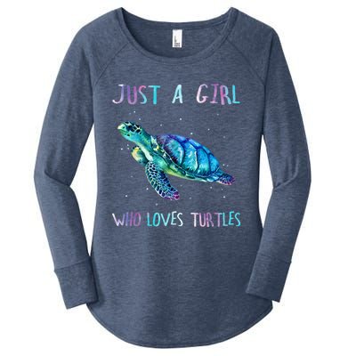 Turtle Watercolor Sea Ocean Just A Girl Who Loves Turtles Women's Perfect Tri Tunic Long Sleeve Shirt