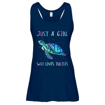 Turtle Watercolor Sea Ocean Just A Girl Who Loves Turtles Ladies Essential Flowy Tank