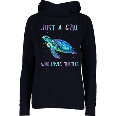 Turtle Watercolor Sea Ocean Just A Girl Who Loves Turtles Womens Funnel Neck Pullover Hood