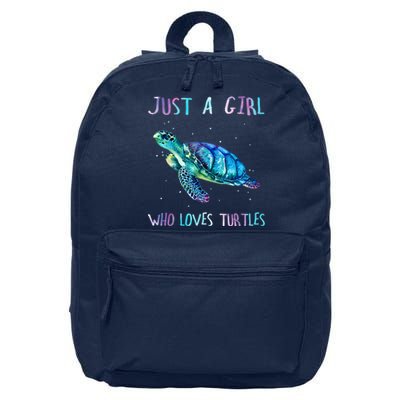 Turtle Watercolor Sea Ocean Just A Girl Who Loves Turtles 16 in Basic Backpack