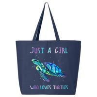 Turtle Watercolor Sea Ocean Just A Girl Who Loves Turtles 25L Jumbo Tote