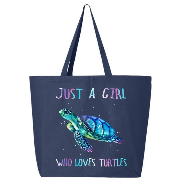 Turtle Watercolor Sea Ocean Just A Girl Who Loves Turtles 25L Jumbo Tote