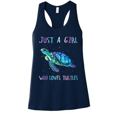 Turtle Watercolor Sea Ocean Just A Girl Who Loves Turtles Women's Racerback Tank