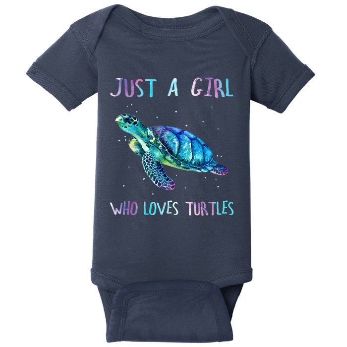 Turtle Watercolor Sea Ocean Just A Girl Who Loves Turtles Baby Bodysuit