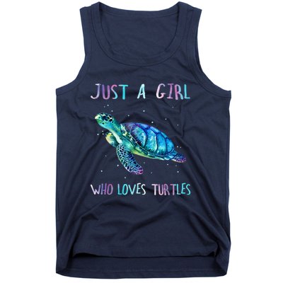 Turtle Watercolor Sea Ocean Just A Girl Who Loves Turtles Tank Top