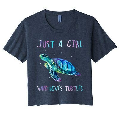 Turtle Watercolor Sea Ocean Just A Girl Who Loves Turtles Women's Crop Top Tee