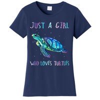 Turtle Watercolor Sea Ocean Just A Girl Who Loves Turtles Women's T-Shirt