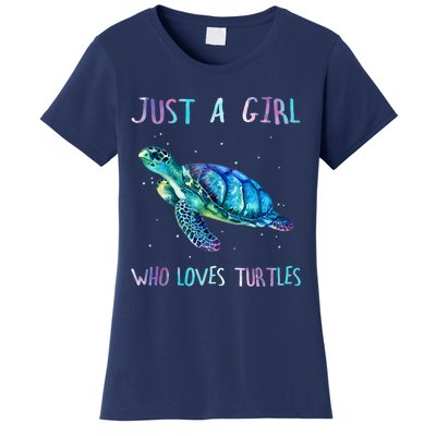 Turtle Watercolor Sea Ocean Just A Girl Who Loves Turtles Women's T-Shirt