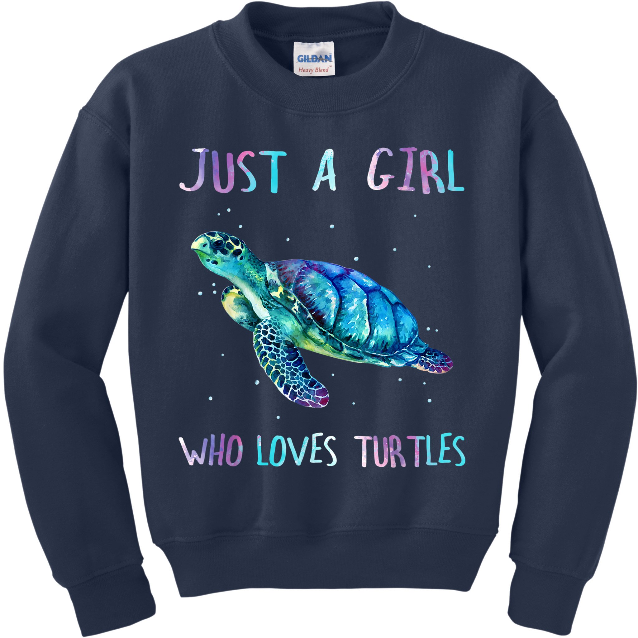 Turtle Watercolor Sea Ocean Just A Girl Who Loves Turtles Kids Sweatshirt