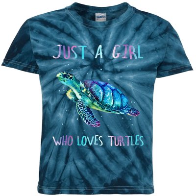 Turtle Watercolor Sea Ocean Just A Girl Who Loves Turtles Kids Tie-Dye T-Shirt